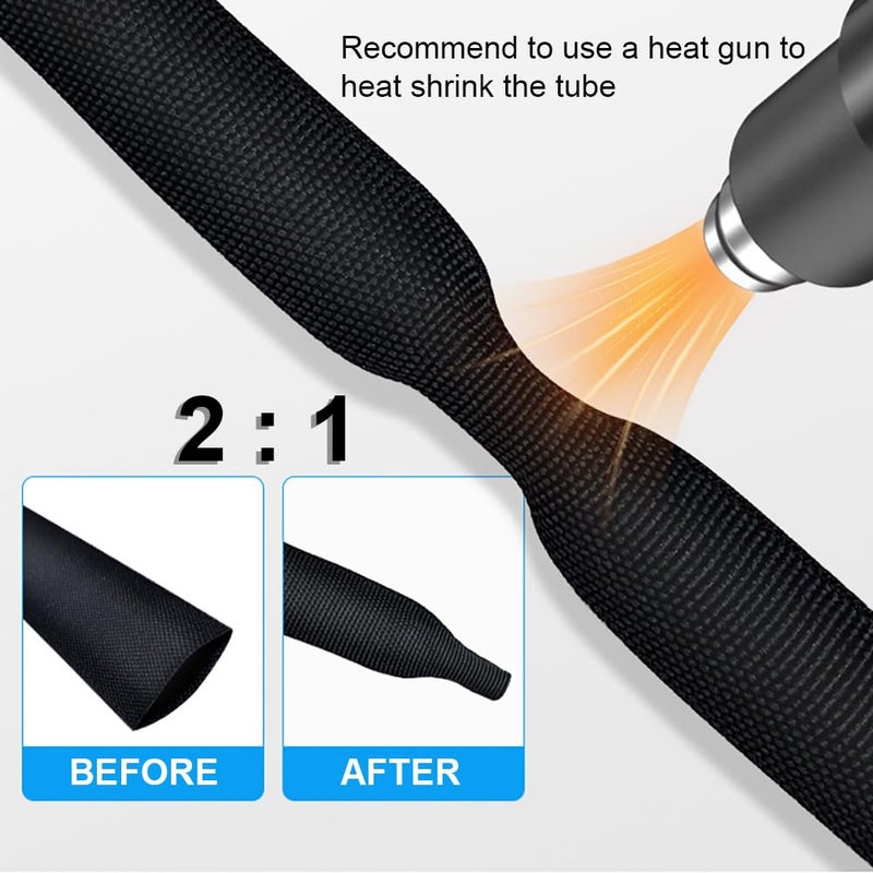 ROCKDIG 20 FT 3/8 inch 2:1 Heat Shrinkable Braided Sleeving Heat Shrink Sleeve Abrasion Protection Flexibility Wiring Harness Cable Sheath Tubing - Image 3