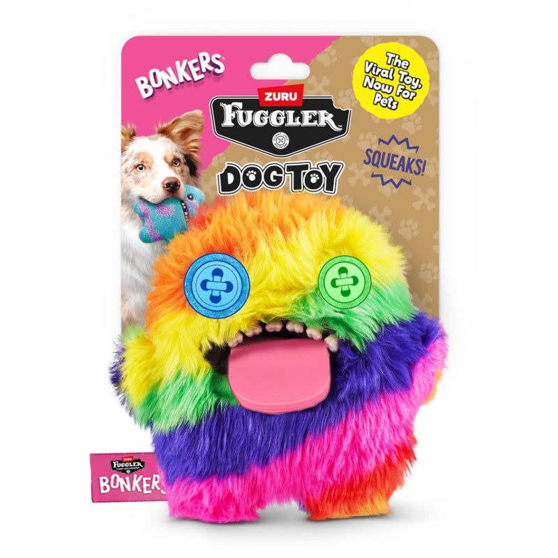 Bonkers Fuggler Oogah Boogah Squeaky & Plush Dog Toy for Playtime, Multi-Color, 8 inches - Image 1