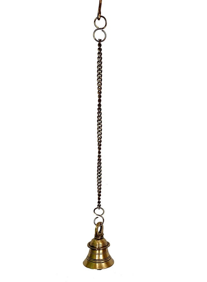 pranjals house pranjals house Brass Hanging Bell with Chain and Hanging Hook (Pack of 1 Nos) - Image 4