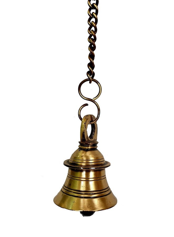 pranjals house pranjals house Brass Hanging Bell with Chain and Hanging Hook (Pack of 1 Nos) - Image 1