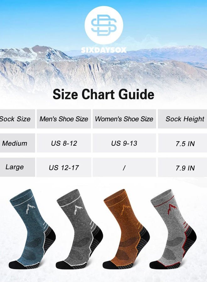 SIXDAYSOX Mens Merino Wool Hiking Socks, 2 Pack Light Weight Cushioned Crew Socks for Outdoor Trekking Cycling Size 8-12 (Blue+Dark Grey) - Image 4