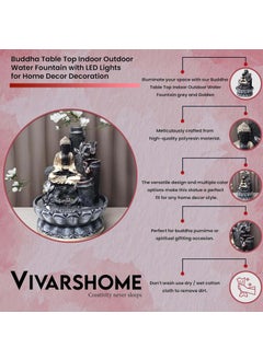 SPLICE SPLICE Polyresin Tabletop Buddha Fountain with LED Lights for Home Decor  - Image 3