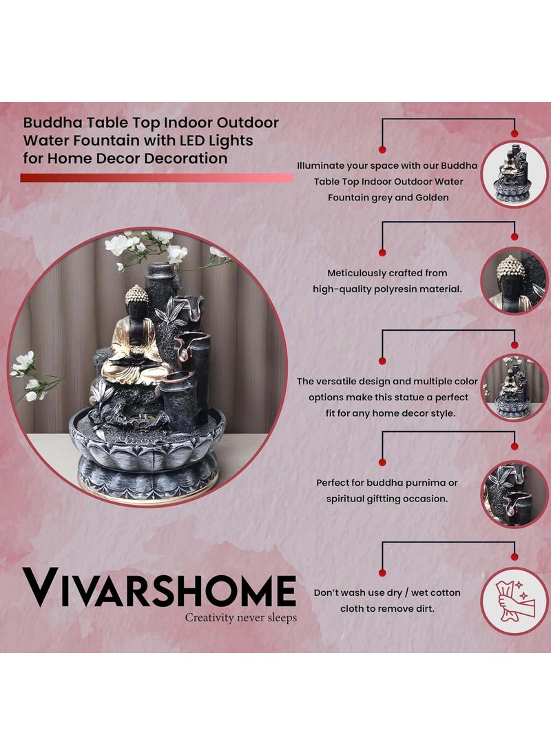 SPLICE SPLICE Polyresin Tabletop Buddha Fountain with LED Lights for Home Decor  - Image 3