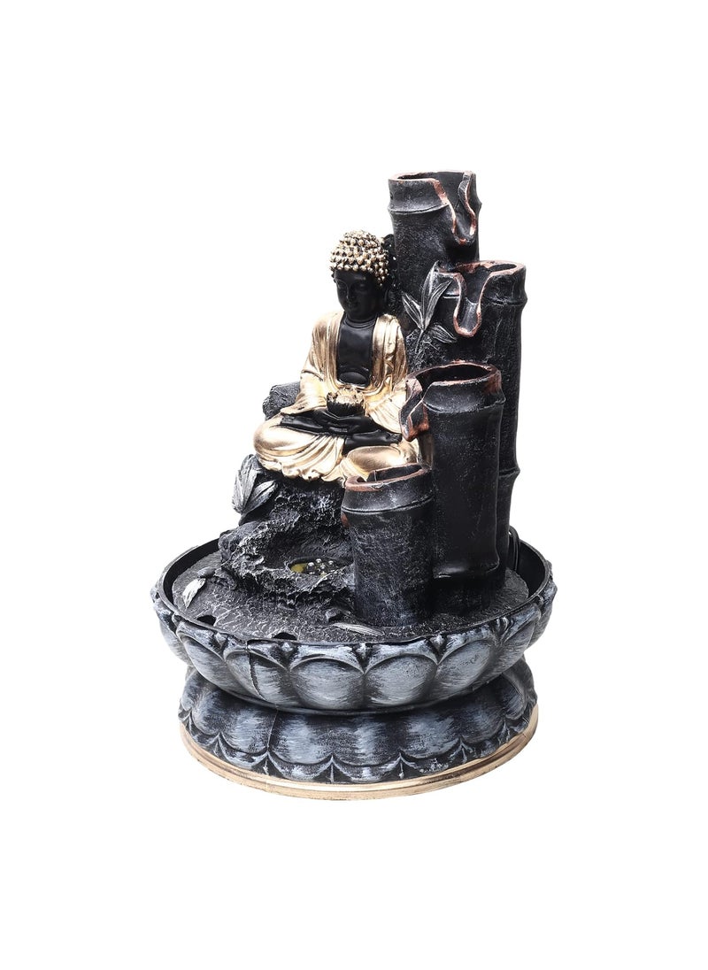 SPLICE SPLICE Polyresin Tabletop Buddha Fountain with LED Lights for Home Decor  - Image 5