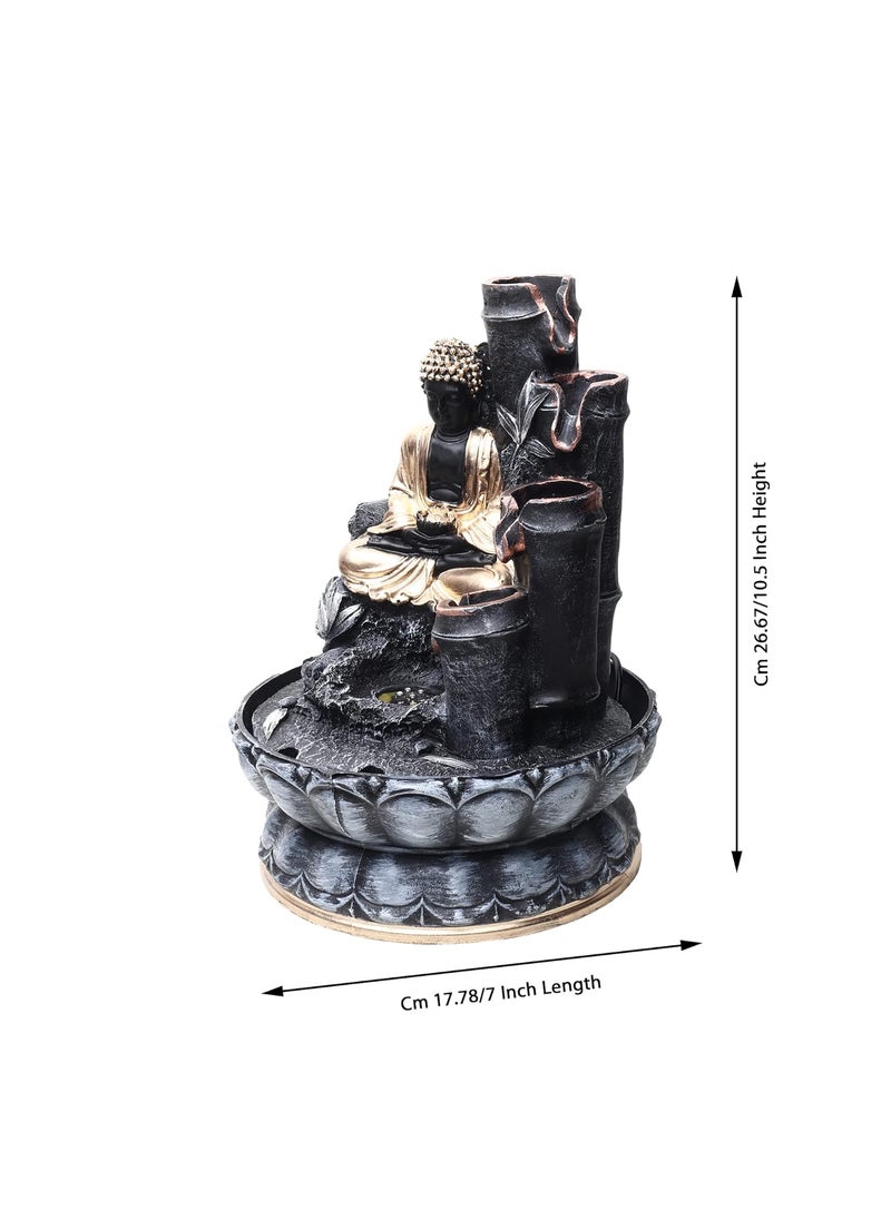 SPLICE SPLICE Polyresin Tabletop Buddha Fountain with LED Lights for Home Decor  - Image 2
