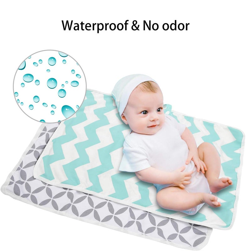 AIFUSI Portable Changing Pad, 2 Pack Baby Waterproof Diaper Changing Pad Reusable and Washable Newborn Travel Mat Station for Home Travel Outside - Image 3