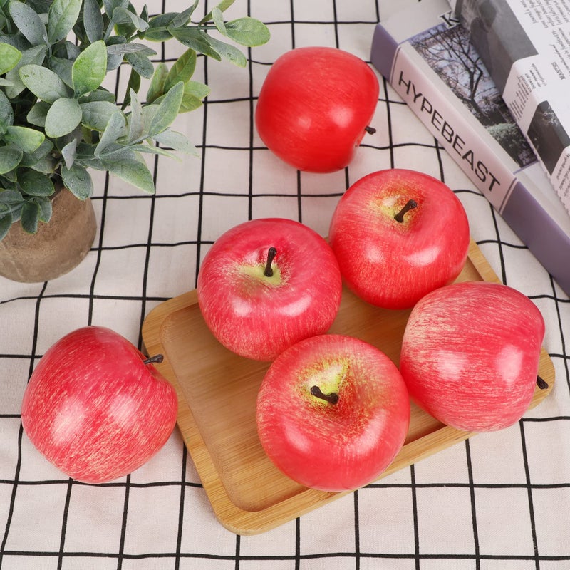 Cllayees Fake Fruit Artificial Apples  Set of 6 Decorative Fruit Lifelike Faux Apples Realistic Fruits Apple Decorations for Kitchen  Realistic Fake Fruits Party Props Home Decor - Image 4