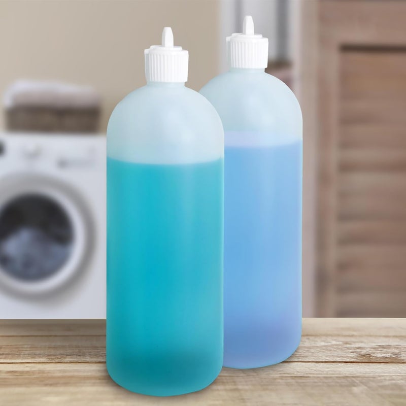 Cornucopia Brands 32oz Flip Top Plastic Squeeze Bottles (4-Pack); XL Dilution Bottle for Shampoo, Dog Grooming, Liquids Mixing, Squirt Spout - Image 2