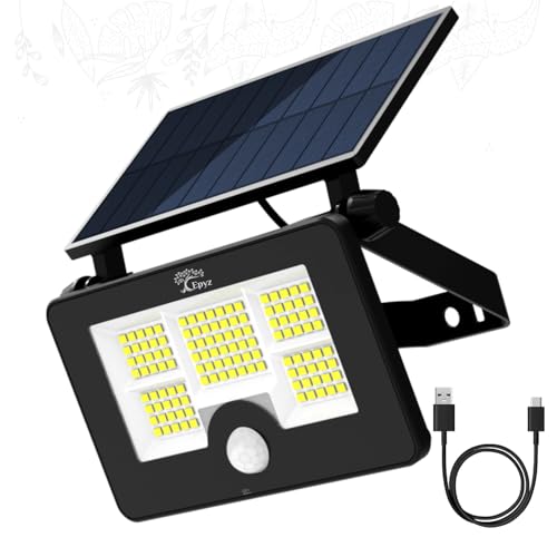 Epyz 20Watt Solar Flood Light Outdoor Waterproof with USB Type-C Charging Cable for Home Garden Wall Compound Entrance Automatic LED Lamp [ Pack of 1, White Light ] [ 2000mAh, 85LED ] - Image 1