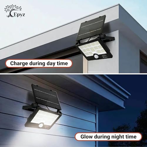 Epyz 20Watt Solar Flood Light Outdoor Waterproof with USB Type-C Charging Cable for Home Garden Wall Compound Entrance Automatic LED Lamp [ Pack of 1, White Light ] [ 2000mAh, 85LED ] - Image 3