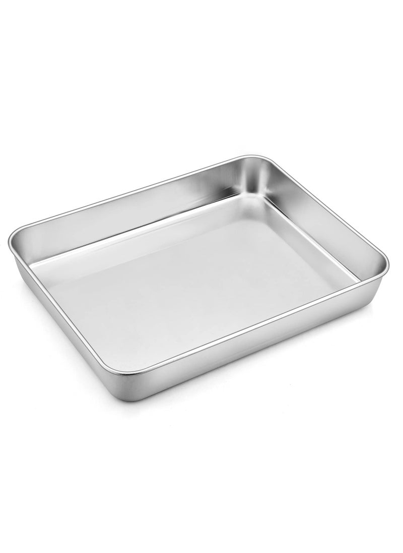 P&P CHEF PP CHEF Stainless Steel Sheet Cake Pan Rectangular Baking Pan for Lasagna Brownie Meats Cookie Tray Fits in Toaster Oven Easy Clean  Heavy Duty 104 Inch 1Pc 