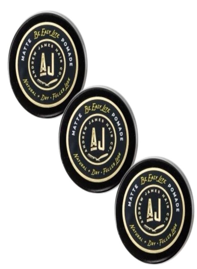 ANDREW JAMES Three Pack BE EASY Lite Mini Matte Pomades 7 ML size Matte Pomade, Natural Finish, Strong Hold, Easy To Wash Out - Image 1