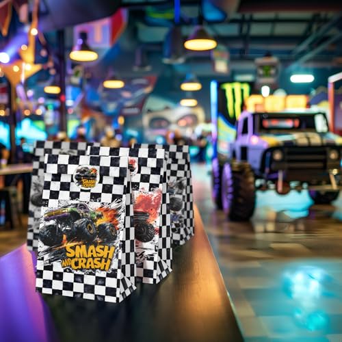 BonBeeDesign Monster Truck Party Favor Bags, 24 Pack Truck Goodie Bags with Stickers for Birthday Party Decorations, Racing Candy Treat Bags for Kids Snacks - Image 5