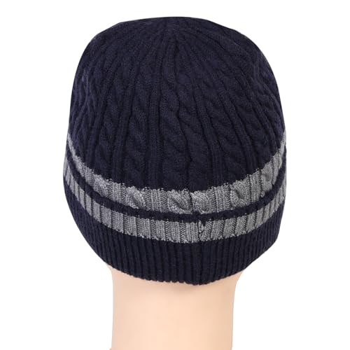 Bonjour Unisex Woolen Winter Cap for Men & Women | Thermal Wear Stylish Soft Winter Caps for Boys & Girls | Beanie Cap Navy Blue - Image 4