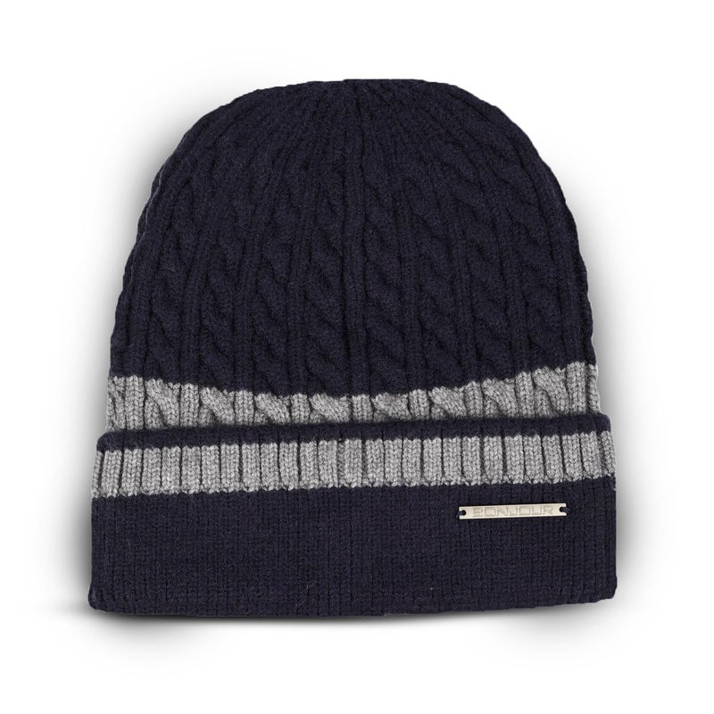 Bonjour Unisex Woolen Winter Cap for Men & Women | Thermal Wear Stylish Soft Winter Caps for Boys & Girls | Beanie Cap Navy Blue - Image 5