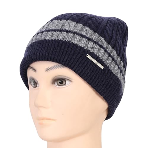 Bonjour Unisex Woolen Winter Cap for Men & Women | Thermal Wear Stylish Soft Winter Caps for Boys & Girls | Beanie Cap Navy Blue - Image 2