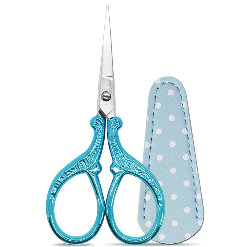 Hisuper Embroidery Scissors 3.6Inch Crafting Scissors with Leather Cover Stainless Steel Sharp Tip Shears for Needlework DIY Craft Thread Cutting Artwork Cross Stitch - Image 1