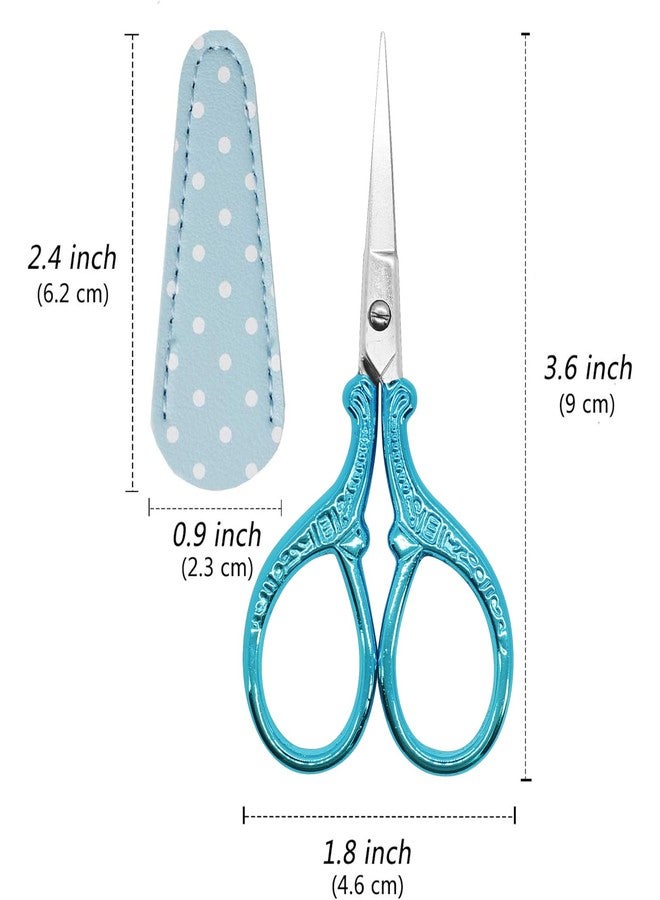 Hisuper Embroidery Scissors 3.6Inch Crafting Scissors with Leather Cover Stainless Steel Sharp Tip Shears for Needlework DIY Craft Thread Cutting Artwork Cross Stitch - Image 2