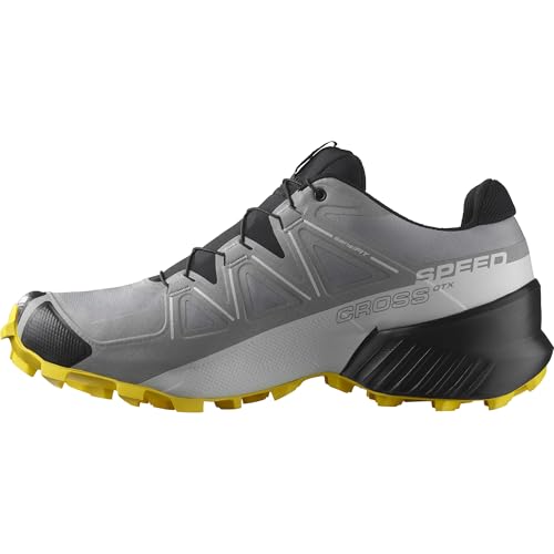 Salomon Men’s Speedcross GTX, Waterproof Trail Running Shoes - Sharkskin/Black/Lemon - 11 Medium - Image 2
