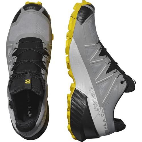 Salomon Men’s Speedcross GTX, Waterproof Trail Running Shoes - Sharkskin/Black/Lemon - 11 Medium - Image 5
