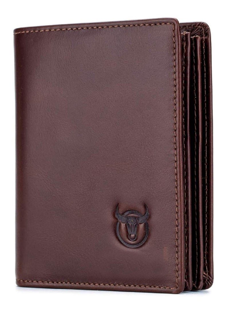 CONTACTS - Men's Genuine Leather Wallet   RFID Blocking Wallet 14 Card Slots  1 ID Window and Large Capacity Can Hold 50 Currency Notes - Image 1