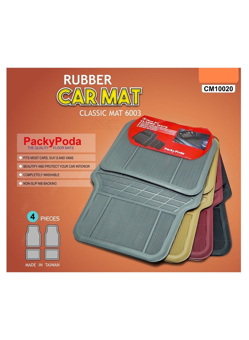 4-Piece Universal Rubber Car Mats Set Black