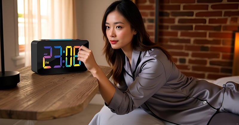 CBK Digital Alarm Clock Table Clock 7 Inches 15 RGB Color Display| 7 Color Night Light 4 Level Dimmer | USB Ports| Super Loud Alarm for Heavy Sleepers (RGB Colour) - Image 4