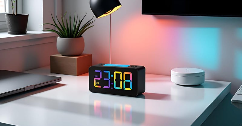 CBK Digital Alarm Clock Table Clock 7 Inches 15 RGB Color Display| 7 Color Night Light 4 Level Dimmer | USB Ports| Super Loud Alarm for Heavy Sleepers (RGB Colour) - Image 3
