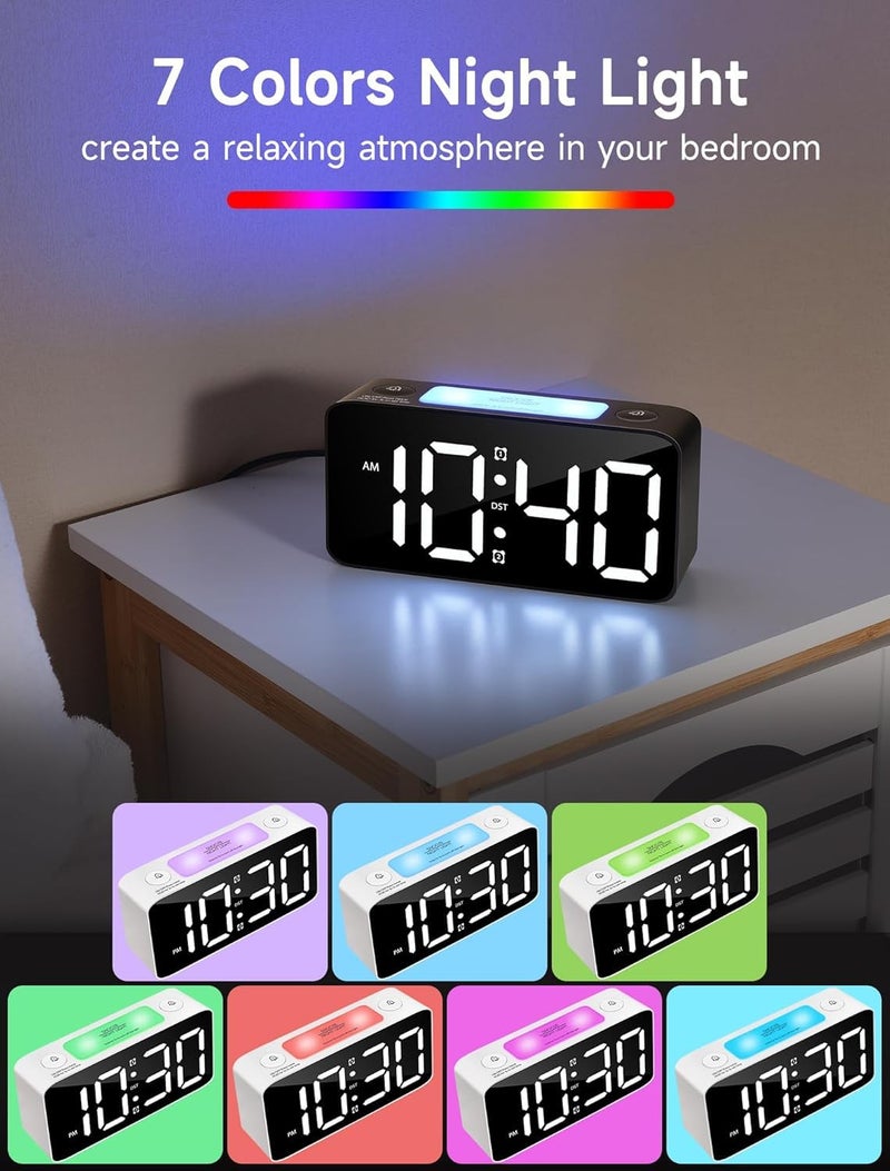 CBK Digital Alarm Clock Table Clock 7 Inches 15 RGB Color Display| 7 Color Night Light 4 Level Dimmer | USB Ports| Super Loud Alarm for Heavy Sleepers (RGB Colour) - Image 5