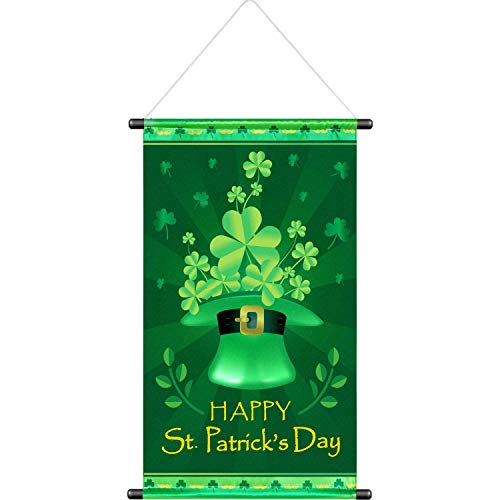 Blulu St Patrick Day Door Banner St Patricks House Flag Garden Flag Welcome Banner for Indooroutdoor Decoration Party Parade 185 x 1259 Inch - Image 1