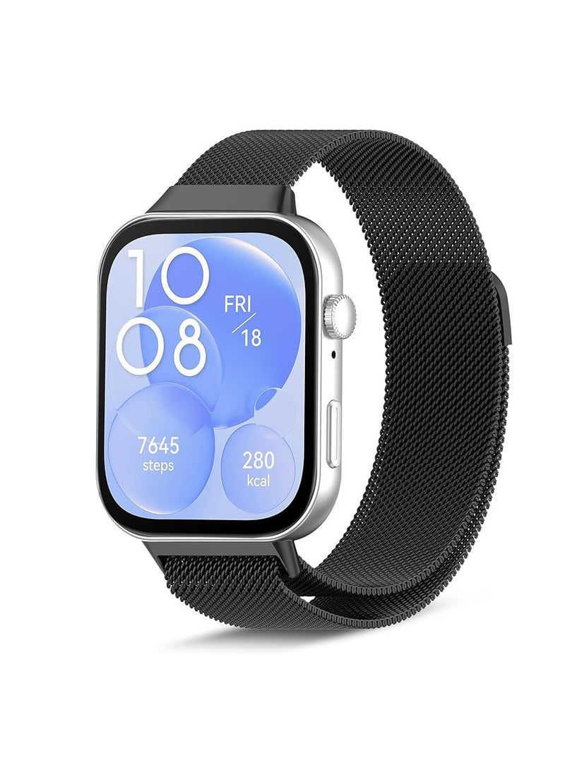 Bracelet Compatible with Huawei Watch Fit 3, Stainless Steel Metal Watch Strap, Breathable Waterproof Adjustable Replacement Strap, Magnetic Mesh Strap for Huawei Watch Fit 3 - Image 1