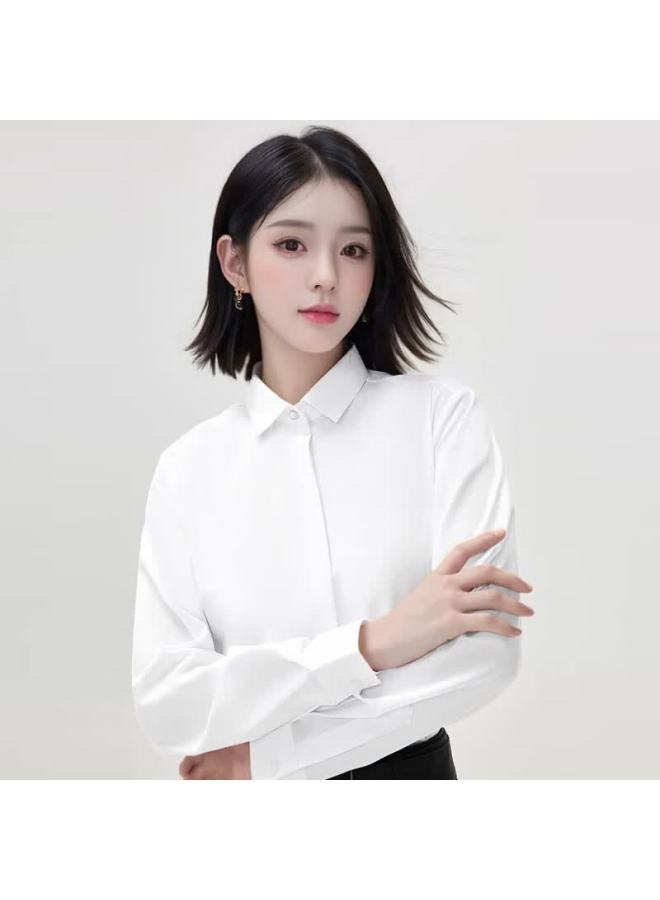 Teluoman Women's Wrinkle-resistant Long Sleeve Shirt, Spring Autumn Casual Business Workwear, Professional Interview Office Blouse - Image 1
