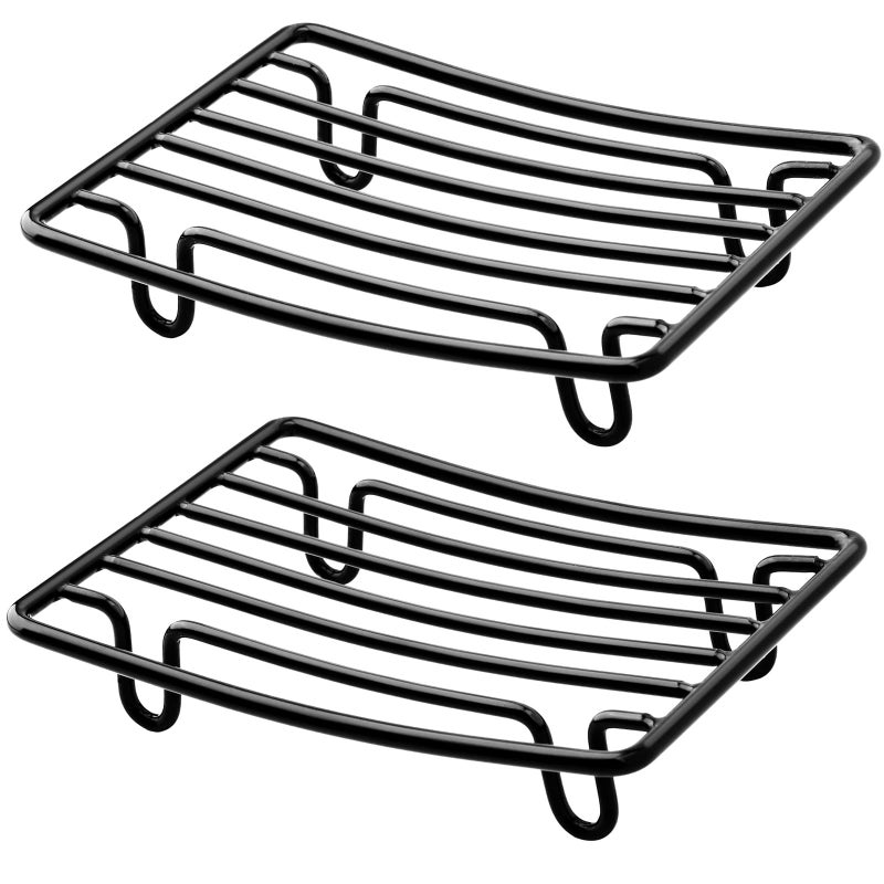 GUUKAR Bar Soap Dish Holder for Shower Bathroom Stainless Steel Rust Proof Self Draining Black2 Pack