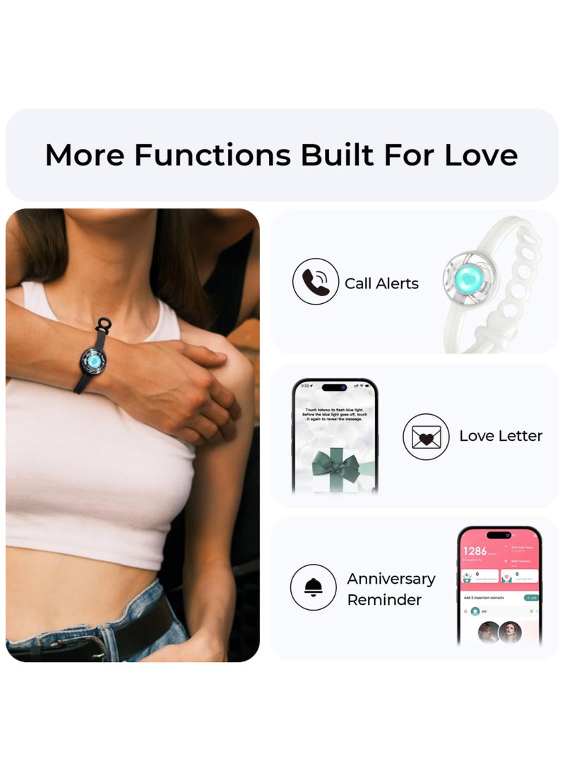 SOLARAE أساور اللمس لمسافات طويلة، اهتزاز وإضاءة للحب - زوج من أساور الأزواج | هدايا فريدة لعلاقة لمسافات طويلة لصديقة، مجوهرات اقتران بلوتوث، ابقَ متصلاً دائماً - Image 3