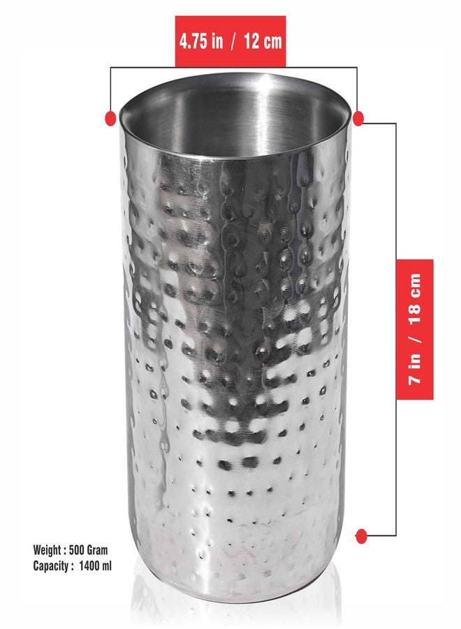 Pure Source India Stainless Steel Insulated Double Walled Ice Bucket with Hammered Design & Ice Tonge for Home Bar Accessories, Mini Bar (1400 ML) - Image 5