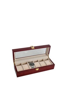 Generic Wooden Watch Box -Watch Display Case Holder Storage Organizer Jewelry Display- 6 Slots-Dark Red Color  - Image 4