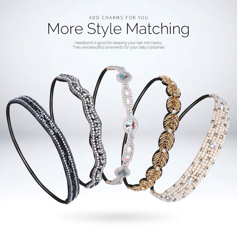 تينيتور طقم رَبطات رأس مطاطية مرصّعة بحجر الراين من 5 قطع - Image 5