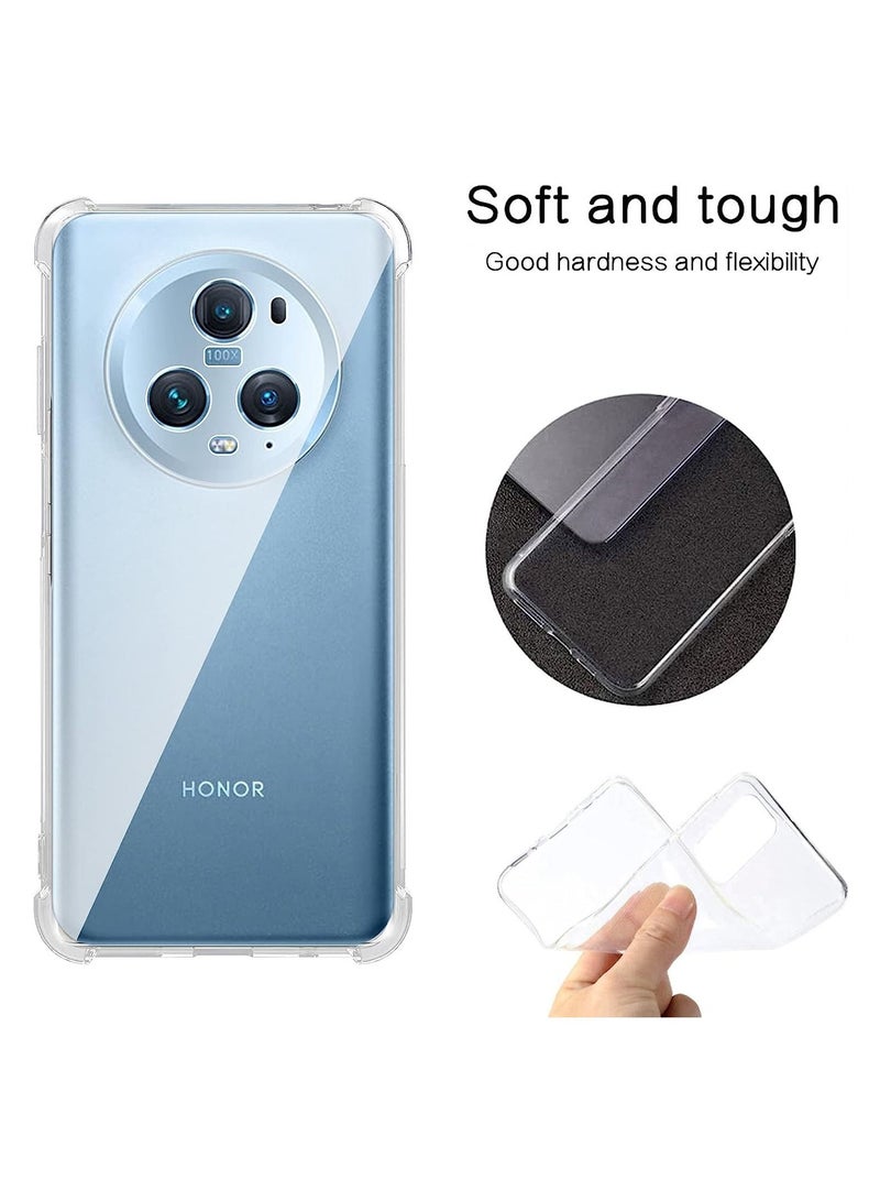 Case for Honor Magic 5 Pro, Ultra Slim Crystal Clear Anti-Scratch Bumper Cover Flexible Soft TPU Anti-Fall Reinforced Corner Shockproof Transparent Phone Case for Honor Magic5 Pro - Image 4