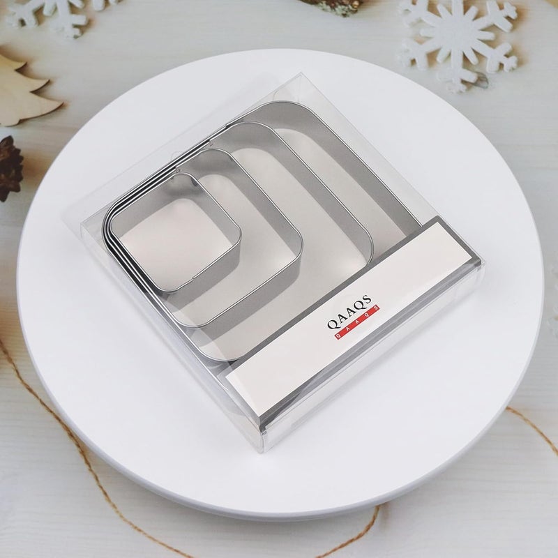 QAAQS Rounded Square Cookie Cutter Set Large - 5 Inch, 4 Inch, 3 Inch, 2 Inch - Geometric Frame Plaque Cookie Cutters Shapes Molds - Stainless Steel - Image 5