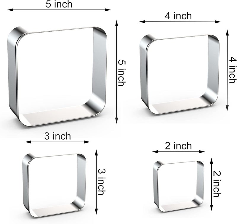 QAAQS Rounded Square Cookie Cutter Set Large - 5 Inch, 4 Inch, 3 Inch, 2 Inch - Geometric Frame Plaque Cookie Cutters Shapes Molds - Stainless Steel - Image 2