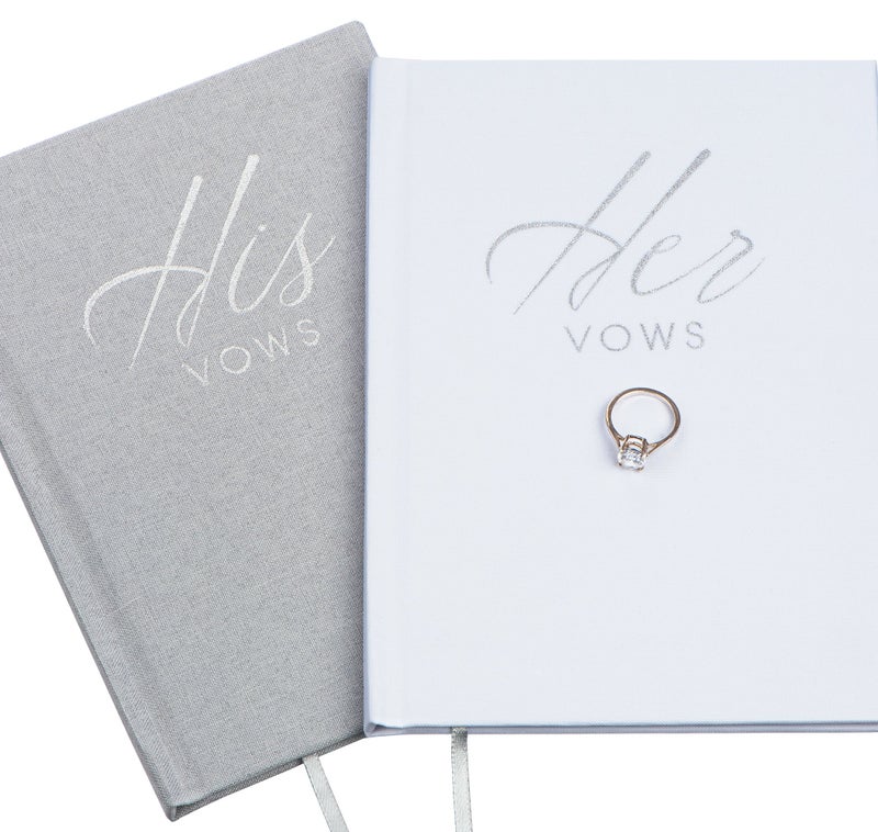 FLUYTCO FLUYTCO Wedding Vow Book Keepsakes (2 Book Set, His & Hers) Linen Hardcover - Bonus Wedding day Cards - Vow Renewal - Bridal Shower Gifts - Booklet - Journal - Future Mrs & Mr  - Image 1