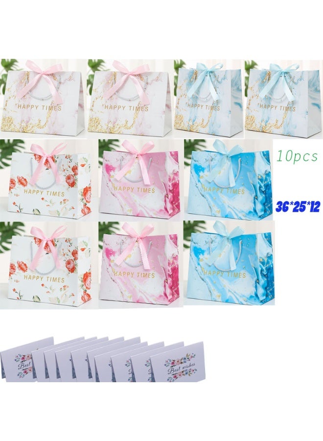 NIBEMINENT 10-Piece 36*12*25cm Color Gift Bag with Handle, Oil Painting Gift Paper Bags Medium Size Small Gift Bags Birthday Craft Paper Gift Bags for Presents,Birthdays, Mother's Day,Weddings, Party  - Image 1