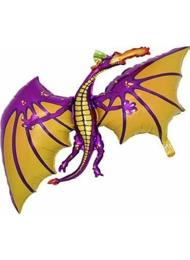 36 Inch Purple Dragon Shaped Foil Balloon - Air Or Helium