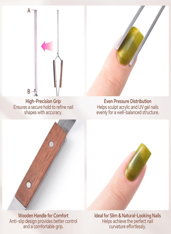 KADS Acrylic UV Gel Tips Sculpture Tweezers Clip Nail Pincher Nipper Nail Form Stainless Steel Nail Shaping Tweezers C Curve Nail Art Tools for Manicure, Pedicure - Image 4