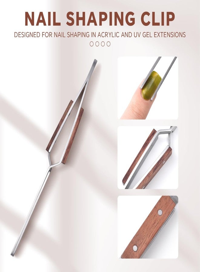 KADS Acrylic UV Gel Tips Sculpture Tweezers Clip Nail Pincher Nipper Nail Form Stainless Steel Nail Shaping Tweezers C Curve Nail Art Tools for Manicure, Pedicure - Image 2