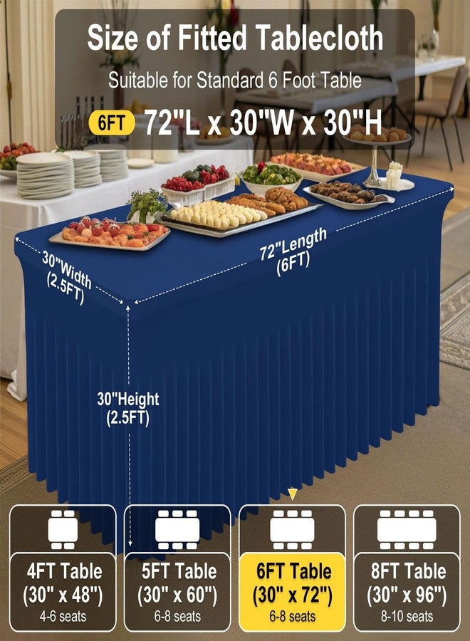 Smiry Spandex Tablecloth, Elastic Fitted Stretch Tablecloth for 6FT Rectangle Tables, Waterproof Washable Table Cover Skirt for Outdoor, Wedding, Banquet & Parties (Navy, 72Lx30Wx30H Inch) - Image 4