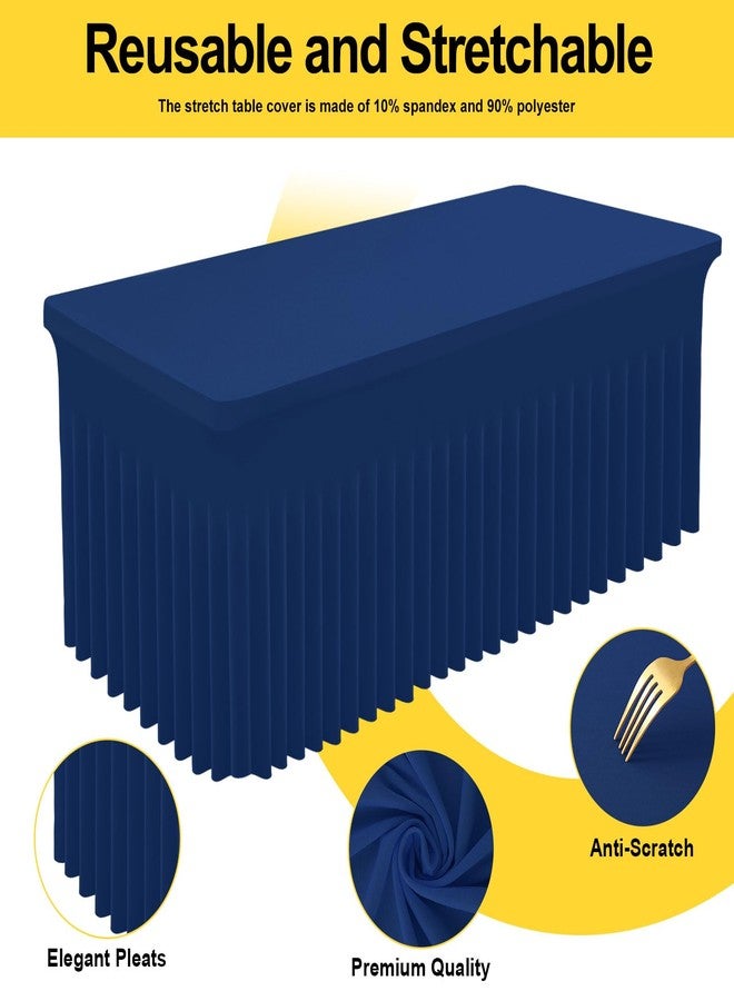 Smiry Spandex Tablecloth, Elastic Fitted Stretch Tablecloth for 6FT Rectangle Tables, Waterproof Washable Table Cover Skirt for Outdoor, Wedding, Banquet & Parties (Navy, 72Lx30Wx30H Inch) - Image 2