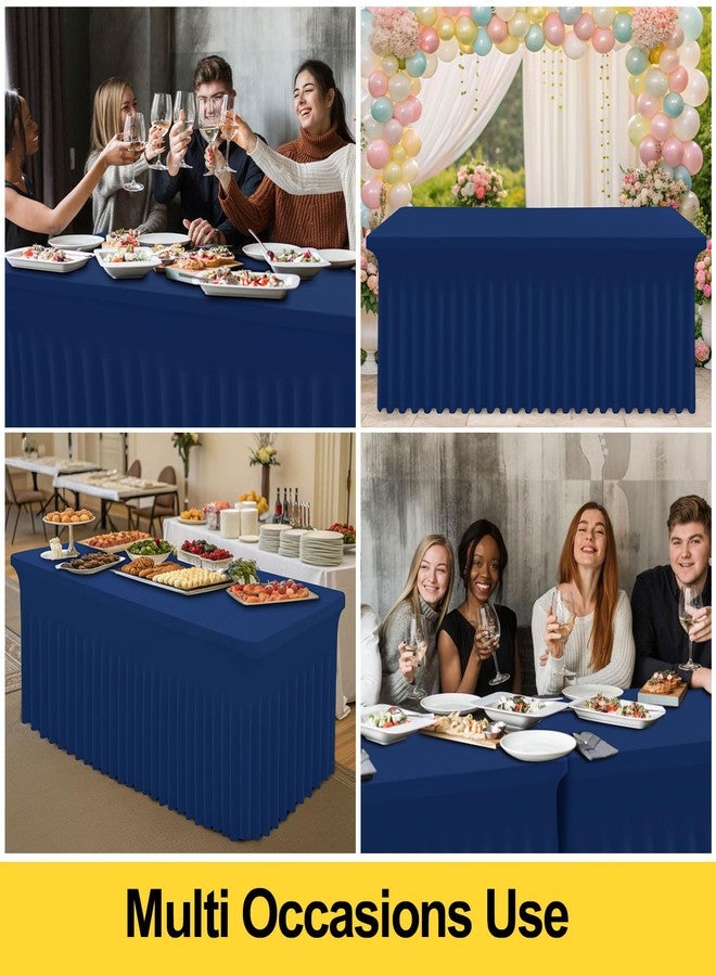 Smiry Spandex Tablecloth, Elastic Fitted Stretch Tablecloth for 6FT Rectangle Tables, Waterproof Washable Table Cover Skirt for Outdoor, Wedding, Banquet & Parties (Navy, 72Lx30Wx30H Inch) - Image 5