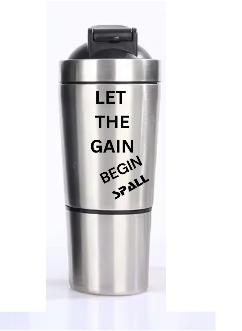 Spall Drink Shaker Bottle Sport Stainless Steel Shake Bottle Protein Shaker Water Bottle  - Image 1