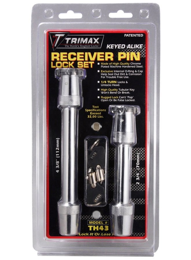 TH43 4-3/8" and 2-3/4" Keyed Alike Receiver Pin Lock Set